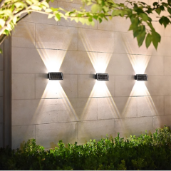 Top And Bottom Glow Design High Power solar Convex lens wall lamp High Brightness Outdoor Garden Solar LED Lamps Wall Lights