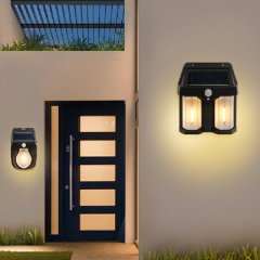 Solar tungsten wire Solar Double headed wall light with human body induction courtyard wall lamp IP65 waterproof wall lamp