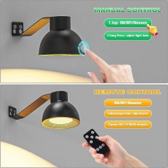 Remote control wireless spotlights with touch switch three color LED photo wall lights LED rechargeable magnet mural lamp
