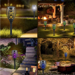 2023 Garden 12LED flame Lamps IP65 Solar Recharge Torch light landscape led solar flame lamp Outdoor Pathway Lights