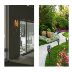 2023 Garden 12LED flame Lamps IP65 Solar Recharge Torch light landscape led solar flame lamp Outdoor Pathway Lights