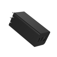 65W Dual USB-C+USB-A GaN PD Wall Charger - Foldable Plug
