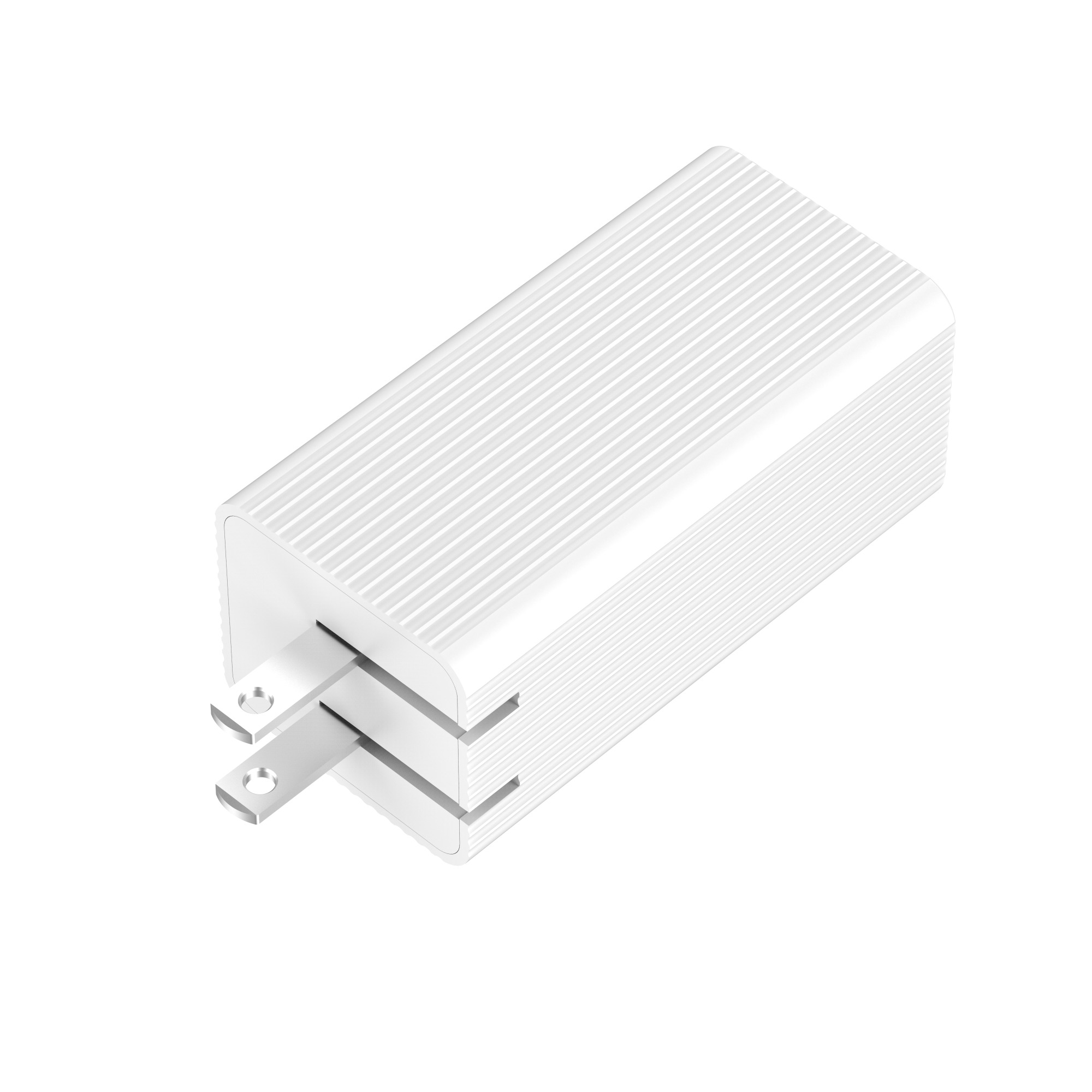 65W Dual USB-C+USB-A GaN PD Wall Charger - Foldable Plug