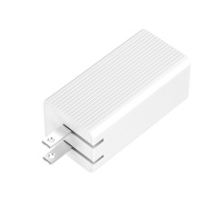 65W Dual USB-C+USB-A GaN PD Wall Charger - Foldable Plug