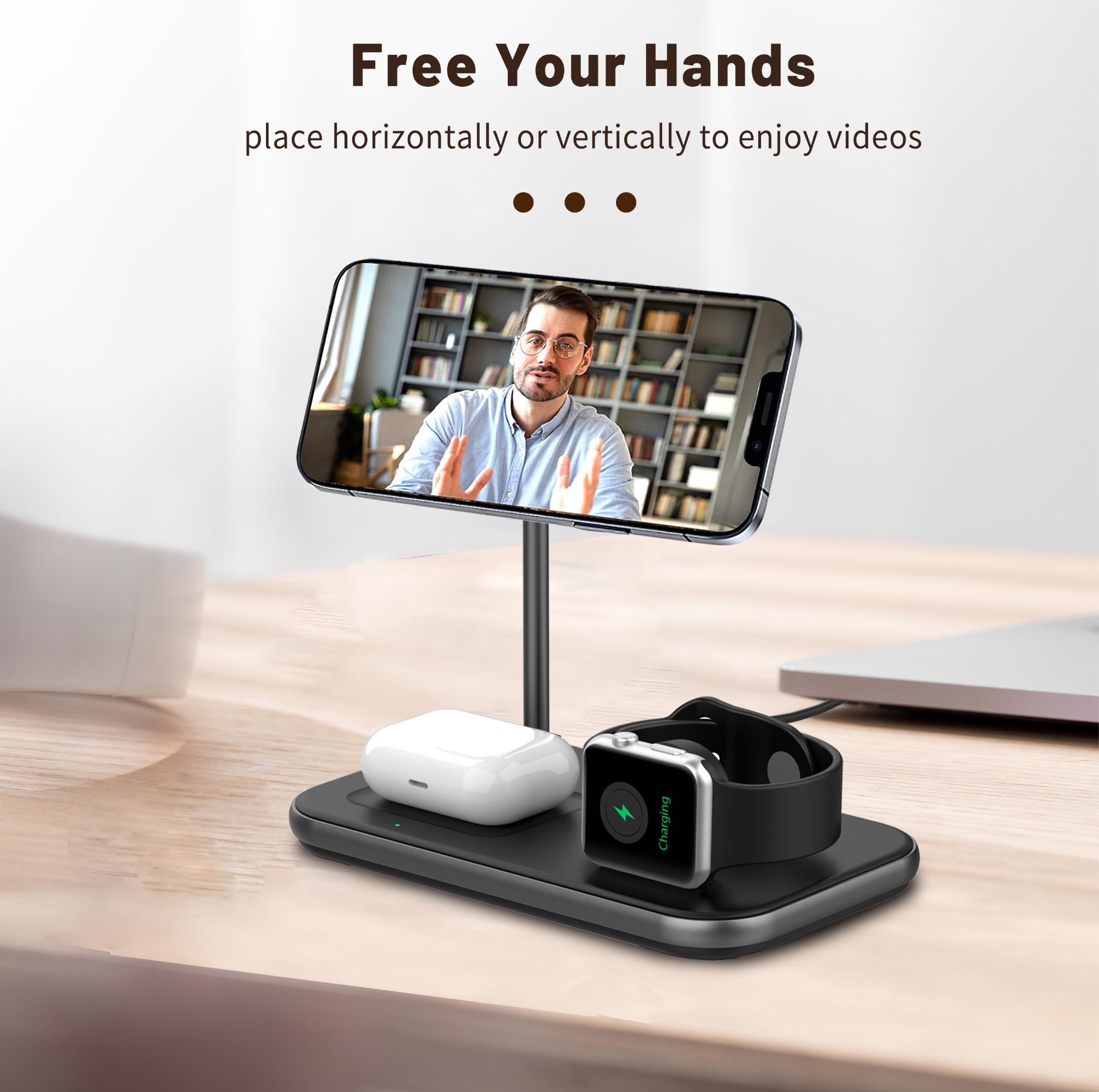 Qi2 3 In 1 Wireless Charger Stand Magnetic Charging Station Compatible ...