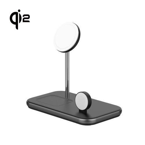 Qi2 3 in 1 Wireless Charger Stand Magnetic Charging Station Compatible with iPhone, AirPods, Apple Watch