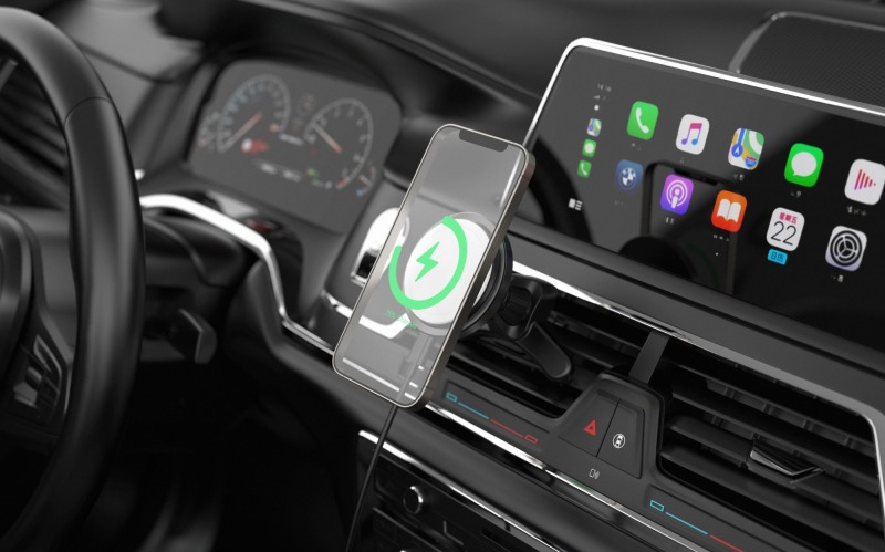 Qi2-certified Wireless Car Charger Mount 15W Fast Magnetic Charging Stand