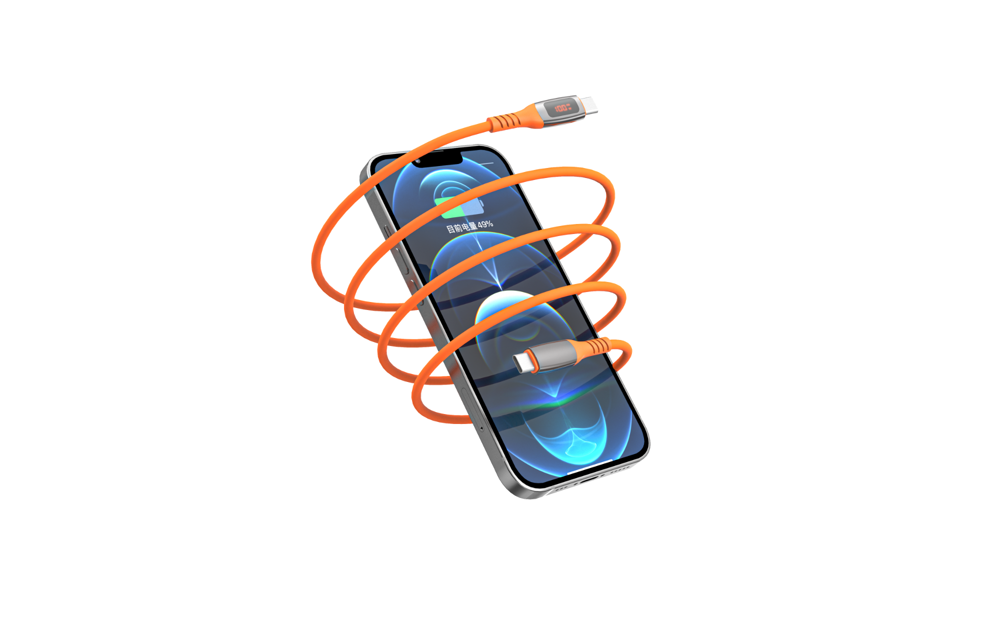 100W USB C to USB C Cable with LED Digital Display