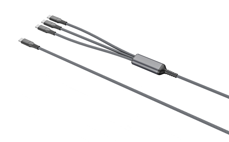 3-in-1 USB C Cable Multi-Port Fast Charging Cable Type C Power Cable Soft Mobile Type-C Muilt Cables for MacBook, iPad, Phone