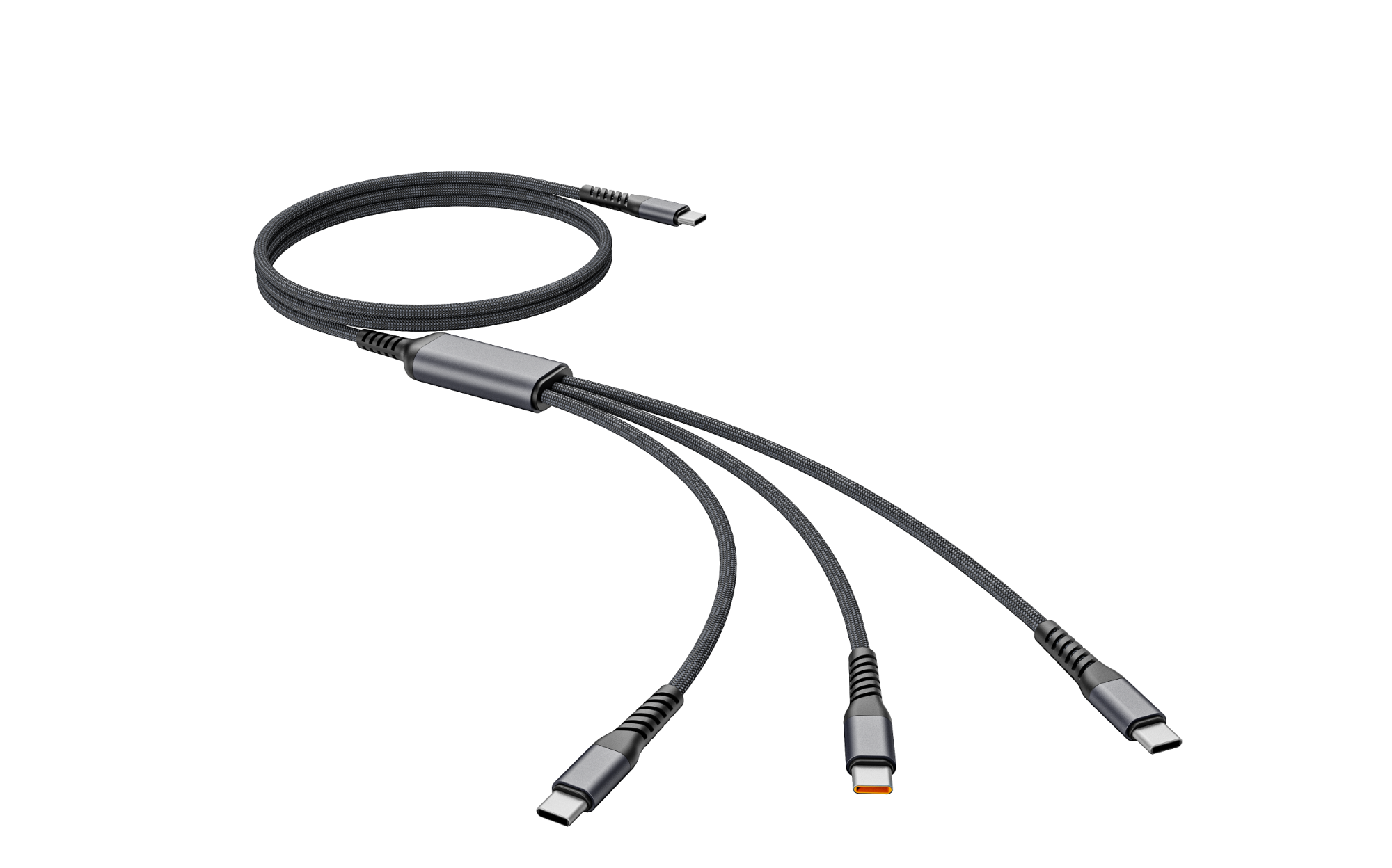 3-in-1 USB C Cable Multi-Port Fast Charging Cable Type C Power Cable Soft Mobile Type-C Muilt Cables for MacBook, iPad, Phone