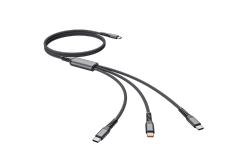 3-in-1 USB C Cable Multi-Port Fast Charging Cable Type C Power Cable Soft Mobile Type-C Muilt Cables for MacBook, iPad, Phone