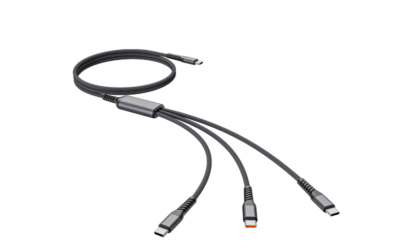 3-in-1 USB C Cable Multi-Port Fast Charging Cable Type C Power Cable Soft Mobile Type-C Muilt Cables for MacBook, iPad, Phone