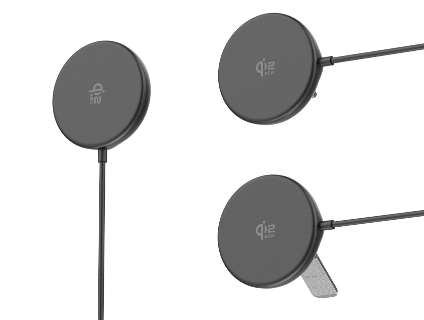 25W Fast Charging Pad Qi2.2 Certified Wireless Charger Pad with Foldable Stand & Type C Cable