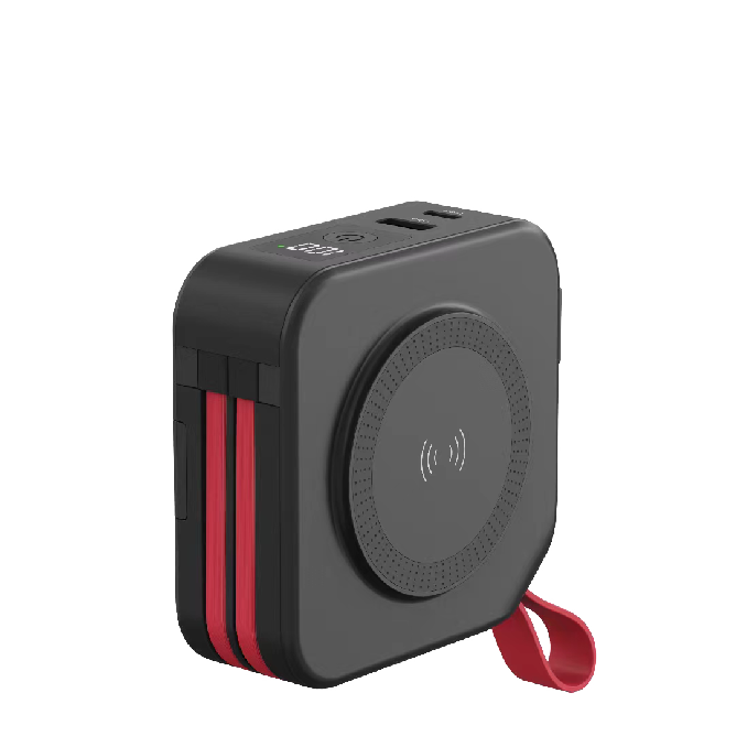 Wireless Charging Bank for Phone AC Plug 10000mAh LED Power Bank with Stand-Cable-Lanyard