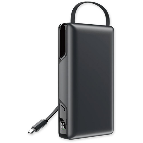 20000mAh Power Bank LED Display External Battery Pack with Retractable Cable Super Fast Charging Bank