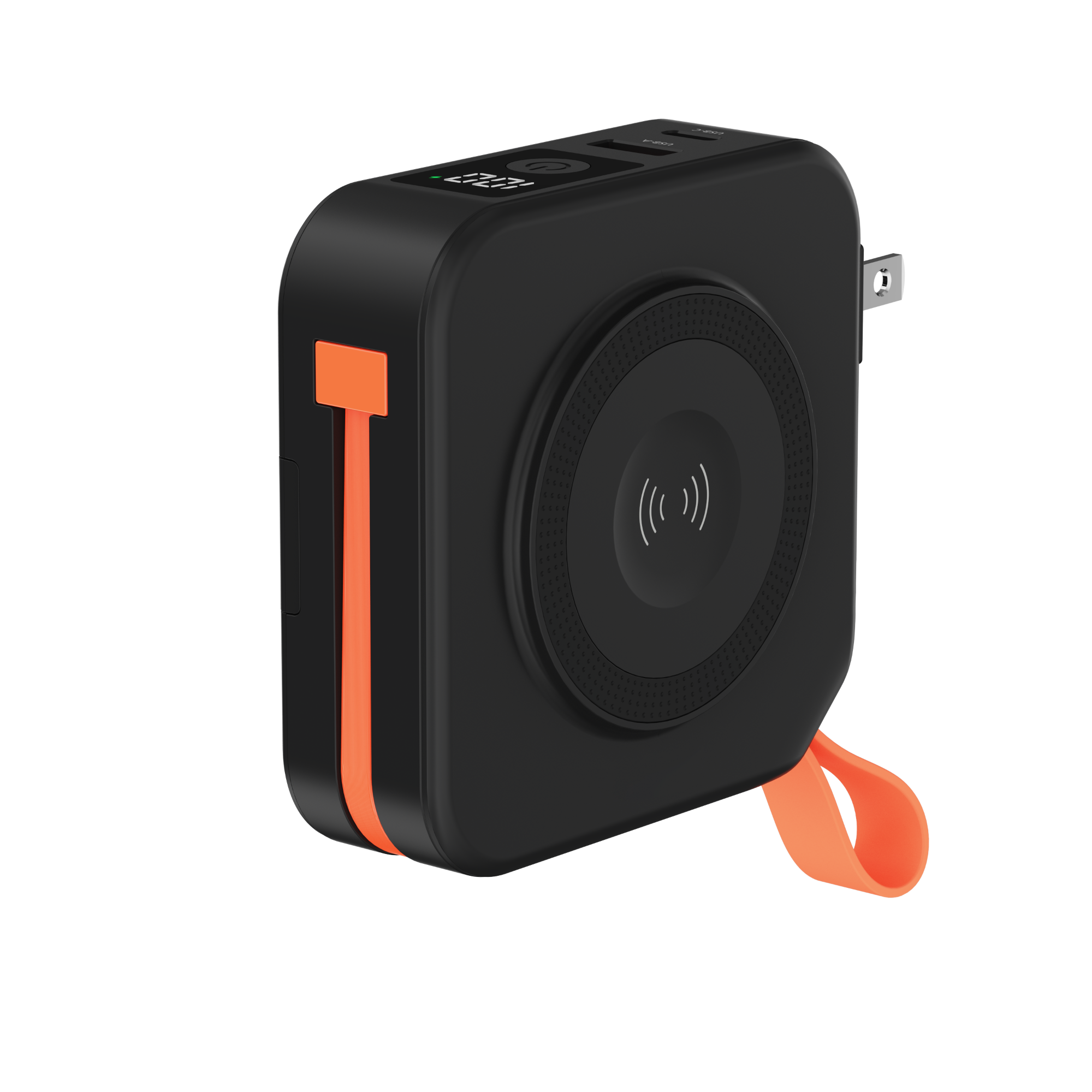 10000mAh Wireless Charging Bank for Phone & Watch AC Plug Power Bank LED with Stand-Cable-Lanyard