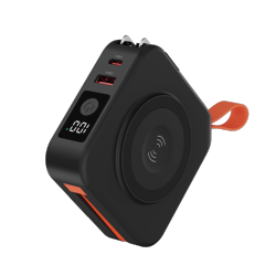 10000mAh Wireless Charging Bank for Phone & Watch AC Plug Power Bank LED with Stand-Cable-Lanyard