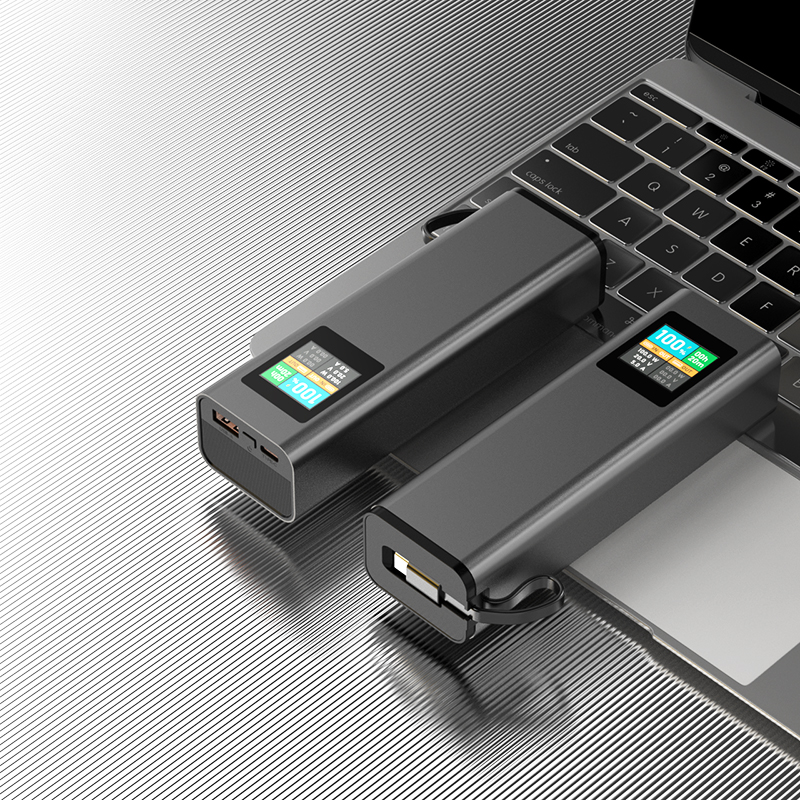 20000mAh Power Bank with Cable LED Portable Power Station 100W Super Fast Charging Bank