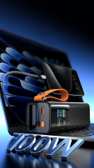 20000mAh Flashlight Power Bank LED Power Station Retractable Cable 100W Super Fast Charging Bank