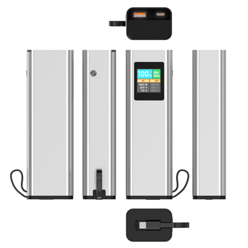 20000mAh Power Bank with Cable LED Portable Power Station 100W Super Fast Charging Bank