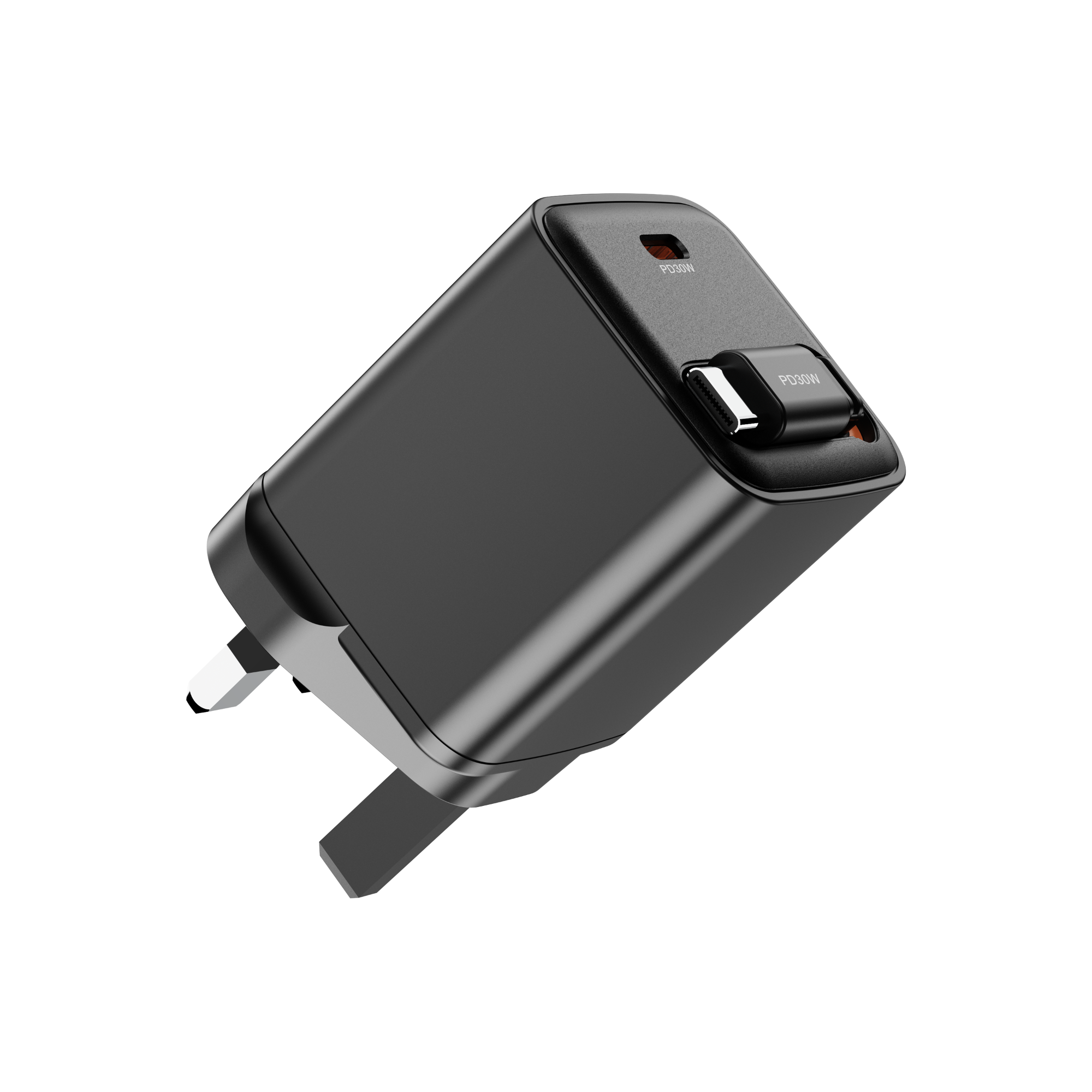 GaN USB-C 65W PD Wall Charger 20W 30W 45W Retractable Charger Block, PD PPS Fast Charging Wall Charger with Retractable Type-C Cable