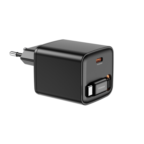 GaN USB-C 65W PD Wall Charger 20W 30W 45W Retractable Charger Block, PD PPS Fast Charging Wall Charger with Retractable Type-C Cable