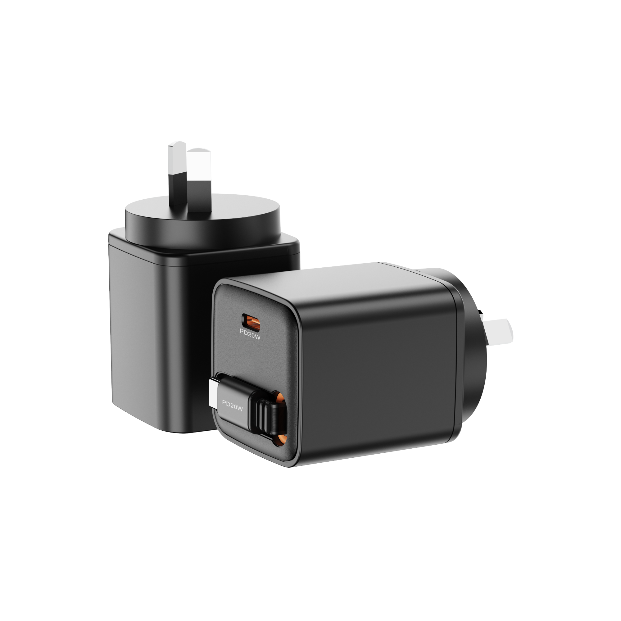 GaN USB-C 65W PD Wall Charger 20W 30W 45W Retractable Charger Block, PD PPS Fast Charging Wall Charger with Retractable Type-C Cable