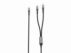 2 in 1 Charge & Sync Braided Cable 100W USB C to Double Type-C Muilt Cable for MacBook, iPad, Phone