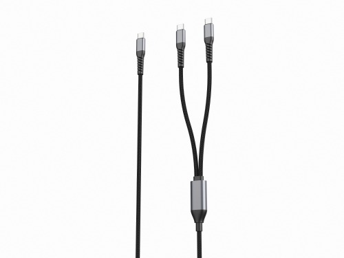2 in 1 Charge &amp; Sync Braided Cable 100W USB C to Double Type-C Muilt Cable for MacBook, iPad, Phone
