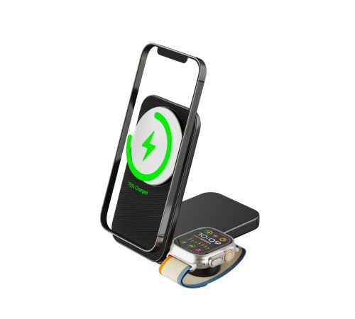 Qi2 Power Bank Adjustable Power Pack 5000mAh Phone Charger Stand Foldable External Battery Pack