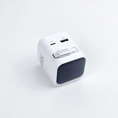 TFT 70W GaN USB‑C Wall Charger with Built‑in Retractable USB‑C Cable TFT Screen Digital Display