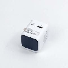 TFT 70W GaN USB‑C Wall Charger with Built‑in Retractable USB‑C Cable TFT Screen Digital Display