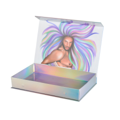 Rainbow Paper Magnetic Hair Extension Packing Box Luxury Holographic Wig Packaging Box