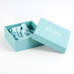 Customized light blue paper gift jewelry packaging box and bag with logo