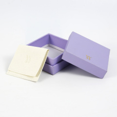 Customized purple paper packaging jewelry pouch and box