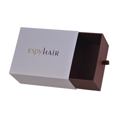 Luxury Pearl Paper Wig Packaging Cardboard Box Gold Stamping Drawer Hair Extension Box