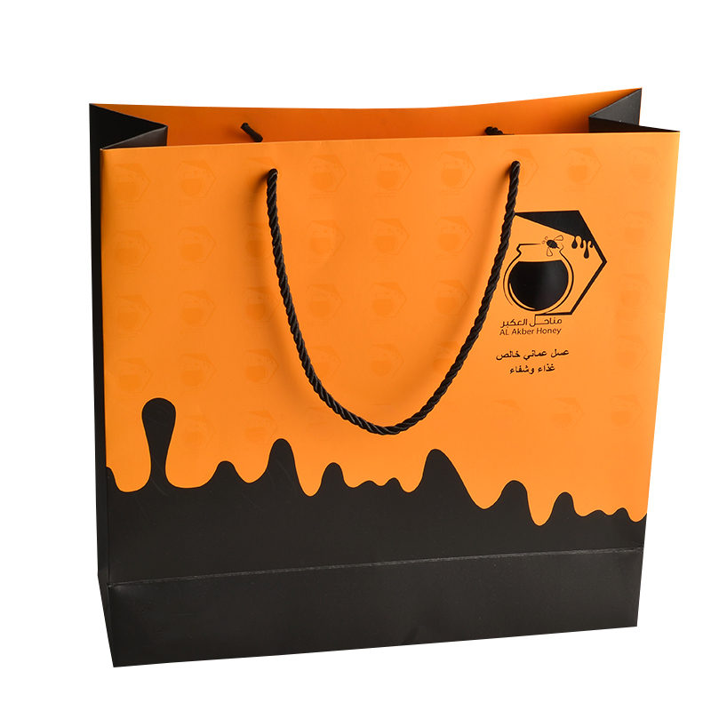 Luxury gold color hot stamping logo paper bag small gift bag luxury bag paper custom