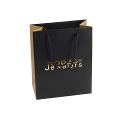 Customized jewelry packaging gift bag luxury hot sale shopping paper bag black with handle