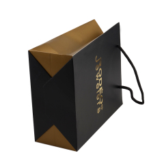 Customized jewelry packaging gift bag luxury hot sale shopping paper bag black with handle