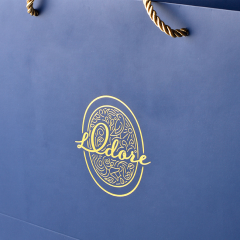 Customized logo two sides logo printing gold hot stamping packaging shopping paper bag