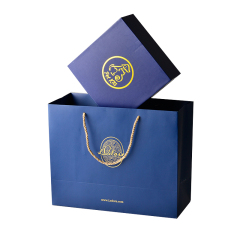 Customized logo two sides logo printing gold hot stamping packaging shopping paper bag