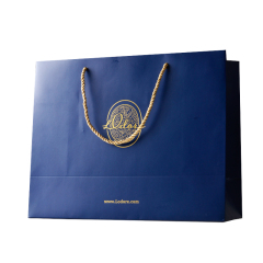 Customized logo two sides logo printing gold hot stamping packaging shopping paper bag