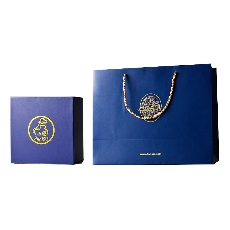 Customized logo two sides logo printing gold hot stamping packaging shopping paper bag