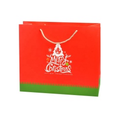Hot selling custom red paper gift christmas grocery shopping bag