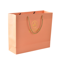 Custom your own logo gold hot stamping one color printing white card paper packing bag with silk handles