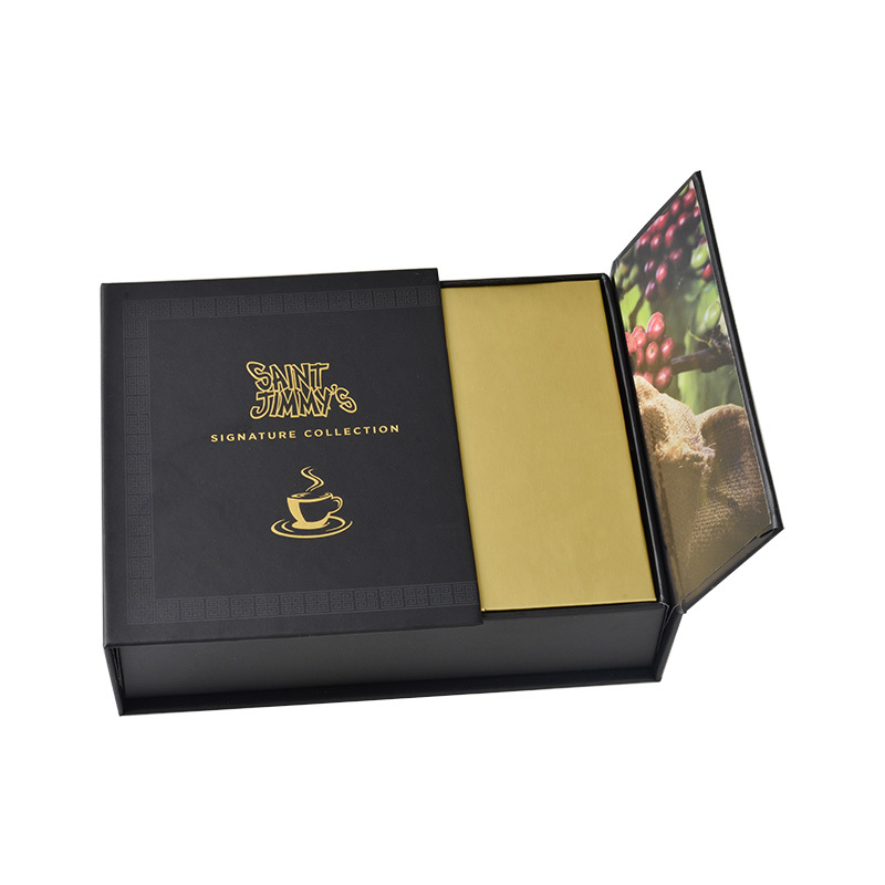Custom double door paper cardboard set gift coffee box packaging