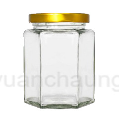 45ml 60ml 85ml 100ml 180ml 280ml 380ml 500ml 730ml Aight Tight Hexagonal Glass Jar for Honey and Pickle