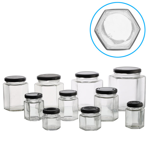45ml 60ml 85ml 100ml 180ml 280ml 380ml 500ml 730ml Aight Tight Hexagonal Glass Jar for Honey and Pickle