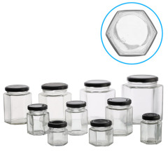 45ml 60ml 85ml 100ml 180ml 280ml 380ml 500ml 730ml Aight Tight Hexagonal Glass Jar for Honey and Pickle