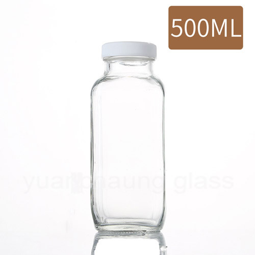 250ml 350ml 500ml Square Milk Glass Bottle with two different Cover